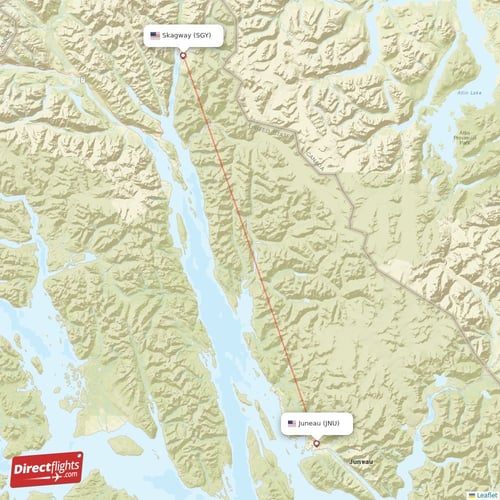 Juneau - Skagway direct flight map