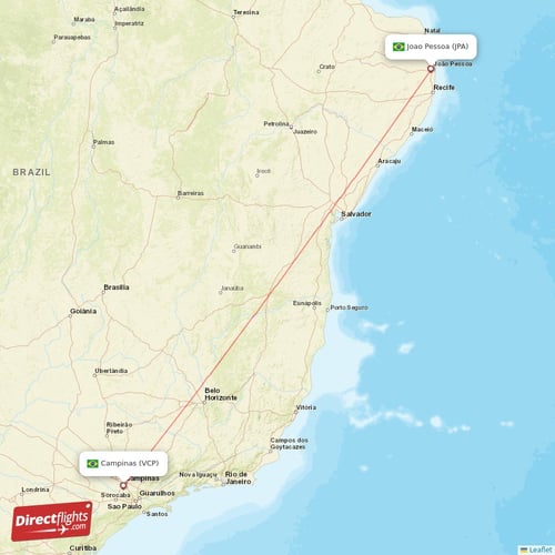 Joao Pessoa - Campinas direct flight map
