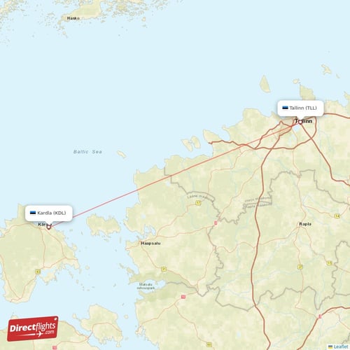 Kardla - Tallinn direct flight map