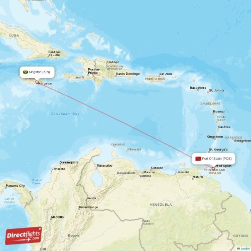 Kingston - Port Of Spain direct flight map