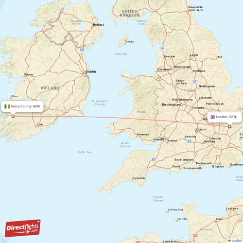 Kerry County - London direct flight map
