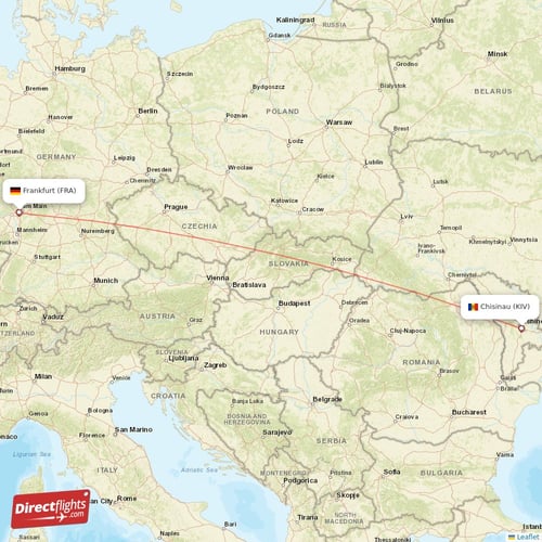 Chisinau - Frankfurt direct flight map