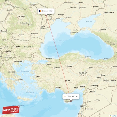 Chisinau - Larnaca direct flight map