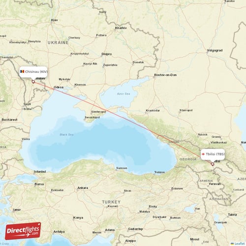Chisinau - Tbilisi direct flight map