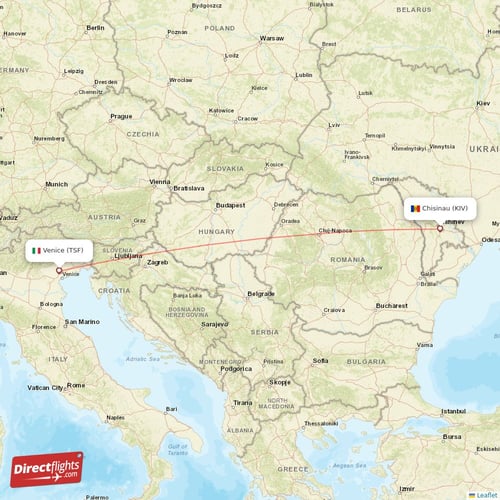 Chisinau - Venice direct flight map