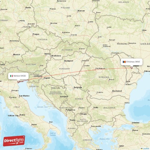 Chisinau - Venice direct flight map