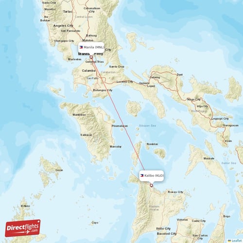 Kalibo - Manila direct flight map