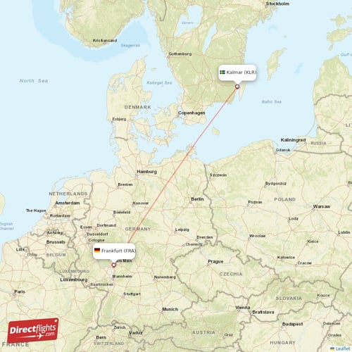 Kalmar - Frankfurt direct flight map