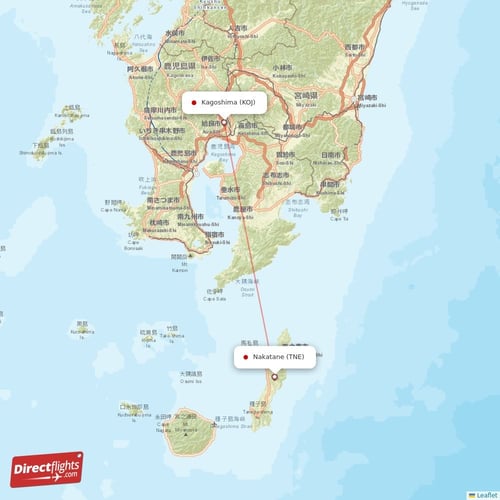 Kagoshima - Nakatane direct flight map