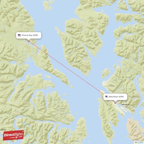 Ketchikan - Thorne Bay direct flight map