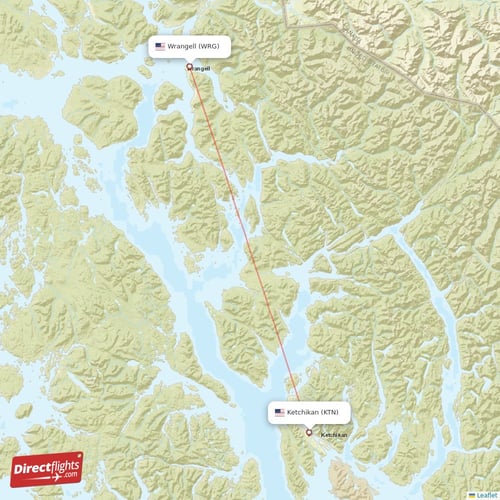 Ketchikan - Wrangell direct flight map