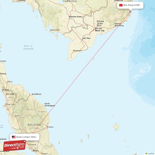 Kuala Lumpur - Nha Trang direct flight map