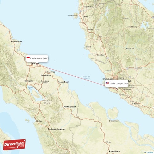 Kuala Lumpur - Kuala Namu direct flight map