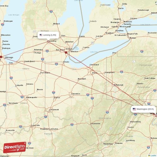 Direct flights from Lansing to Washington, LAN to DCA nonstop