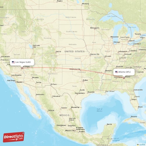 Las Vegas - Atlanta direct flight map