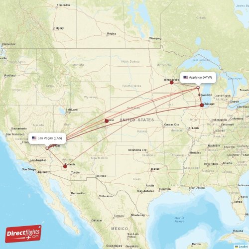 Direct flights from Las Vegas to Appleton, LAS to ATW nonstop