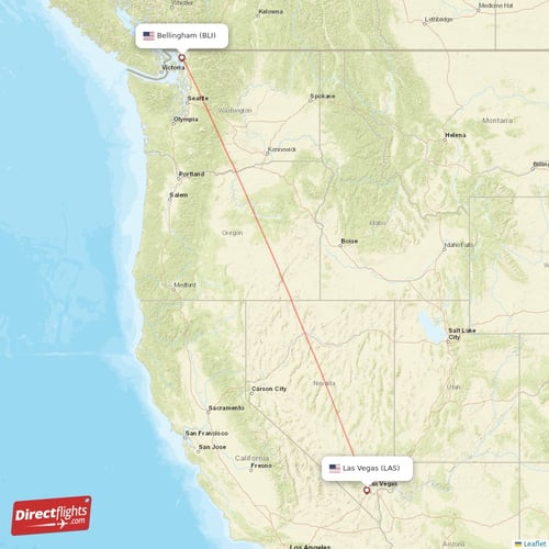 Las Vegas - Bellingham direct flight map