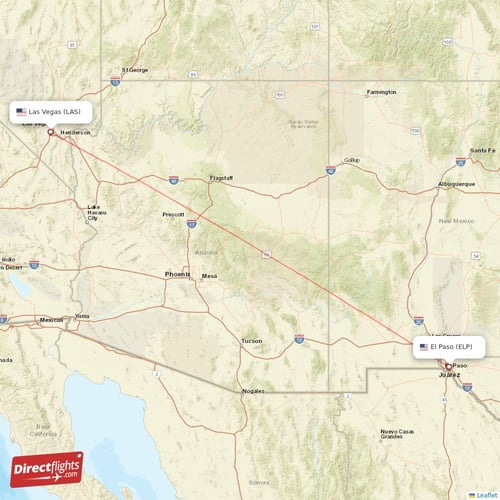 Las Vegas - El Paso direct flight map