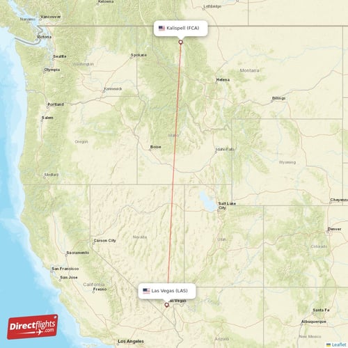 Las Vegas - Kalispell direct flight map