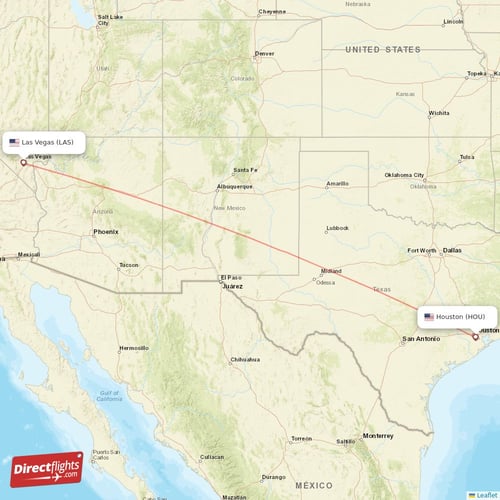 Las Vegas - Houston direct flight map