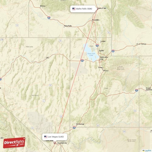 Las Vegas - Idaho Falls direct flight map