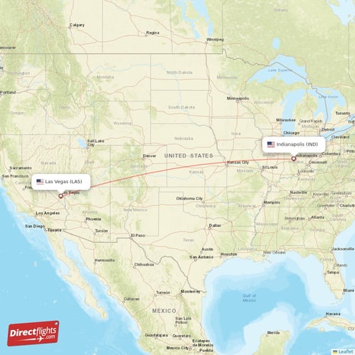 Las Vegas - Indianapolis direct flight map
