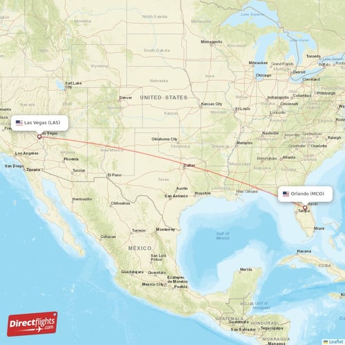 Las Vegas - Orlando direct flight map