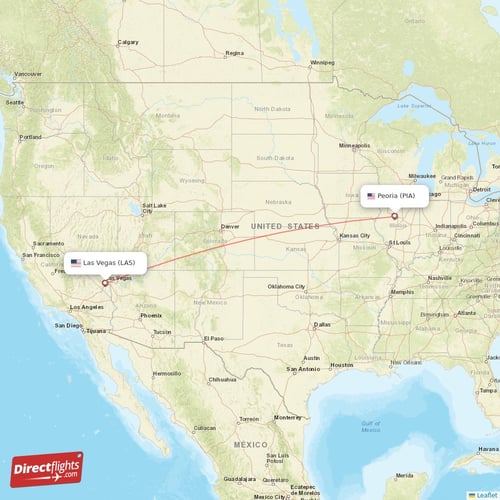 Las Vegas - Peoria direct flight map