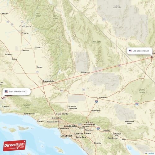 Las Vegas - Santa Maria direct flight map