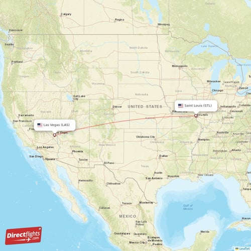 Las Vegas - Saint Louis direct flight map