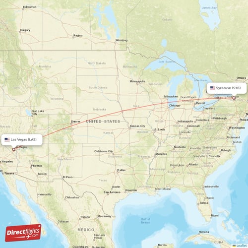 Las Vegas - Syracuse direct flight map