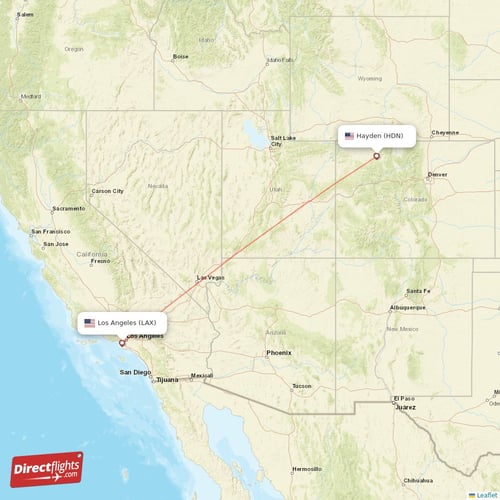 Los Angeles - Hayden direct flight map