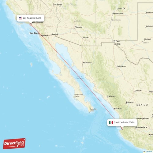 Los Angeles - Puerto Vallarta direct flight map