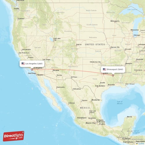 Direct flights from Los Angeles to Shreveport LAX to SHV non stop