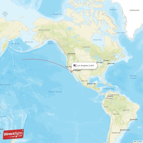 Los Angeles - Singapore direct flight map
