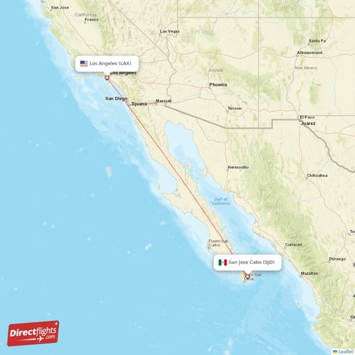 Los Angeles - San Jose Cabo direct flight map