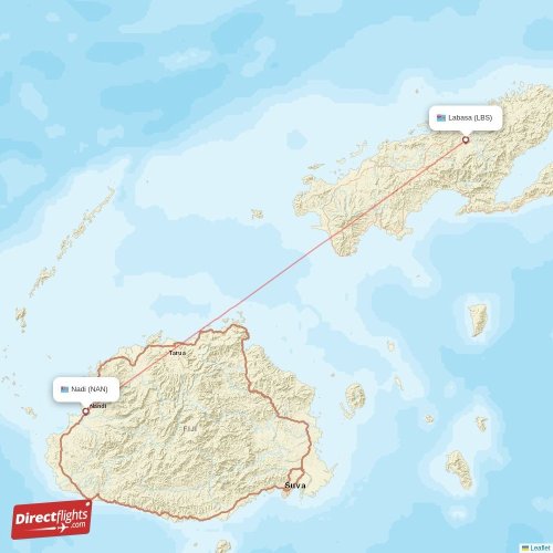 Labasa - Nadi direct flight map