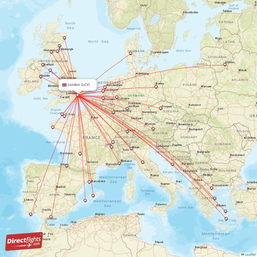 LCY routes and destination map