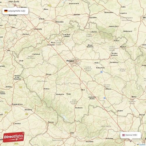 Leipzig/Halle - Vienna direct flight map
