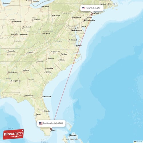 New York - Fort Lauderdale direct flight map