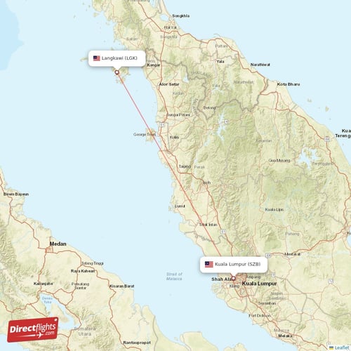 Langkawi - Kuala Lumpur direct flight map