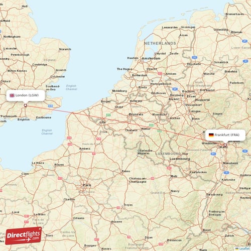 London - Frankfurt direct flight map