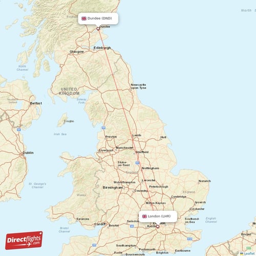 London - Dundee direct flight map