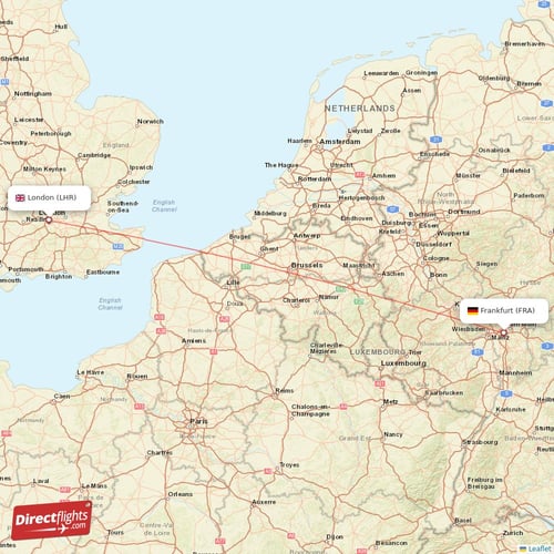 London - Frankfurt direct flight map