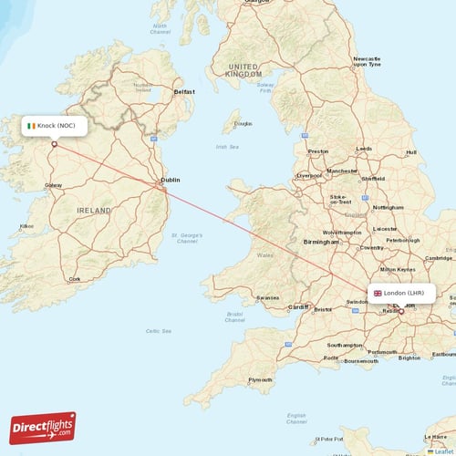 London - Knock direct flight map