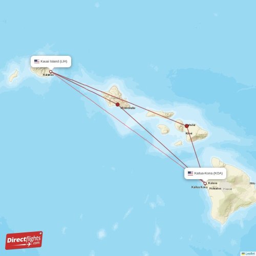 Direct flights from Kauai Island to KailuaKona, LIH to KOA nonstop