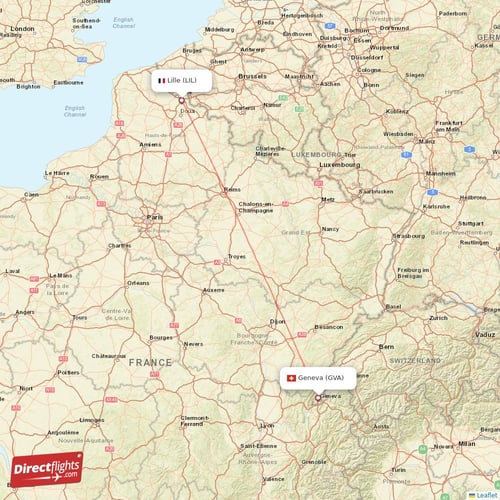 Lille - Geneva direct flight map