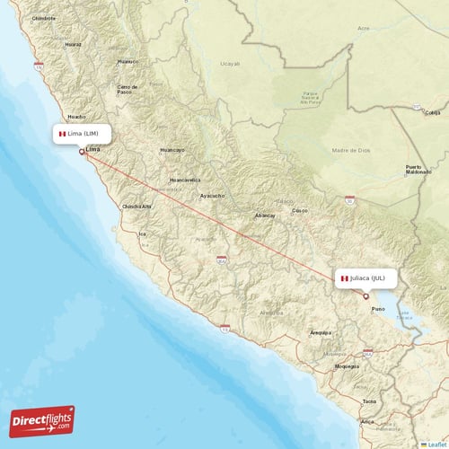 Lima - Juliaca direct flight map