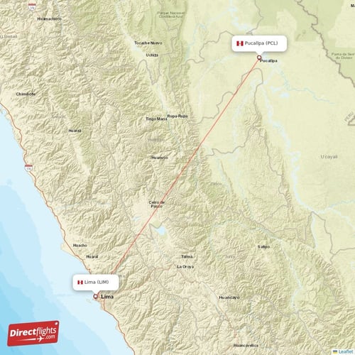 Lima - Pucallpa direct flight map
