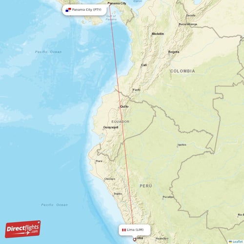 Lima - Panama City direct flight map